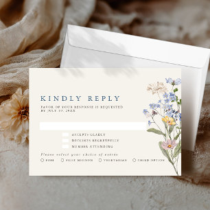 Kleurrijke lente Wildflower beemdweide Garden Wedd RSVP Kaartje