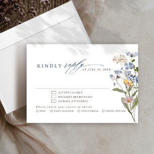 Kleurrijke lente Wildflower beemdweide Garden Wedd RSVP Kaartje