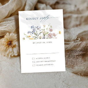 Kleurrijke lente Wildflower beemdweide Garden Wedd RSVP Kaartje