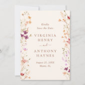 Kleurrijke lente Wildflower beemdweide Garden Wedd Save The Date (Voorkant)