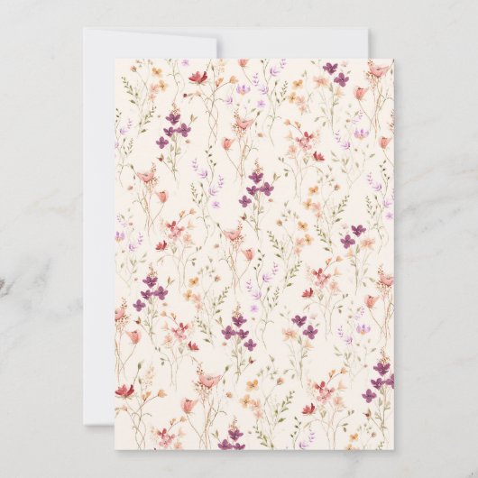 Kleurrijke lente Wildflower beemdweide Garden Wedd Save The Date (Achterkant)