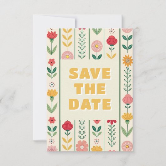 Kleurrijke lente Wildflower beemdweide Garden Wedd Save The Date (Voorkant)