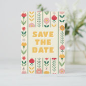 Kleurrijke lente Wildflower beemdweide Garden Wedd Save The Date (Staand voorkant)