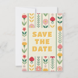 Kleurrijke lente Wildflower beemdweide Garden Wedd Save The Date
