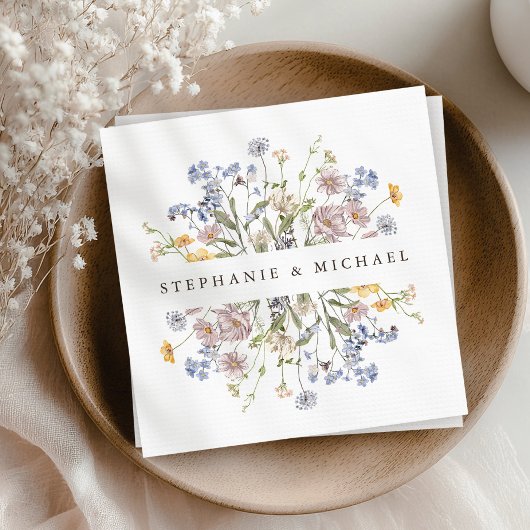 Kleurrijke lente Wildflower beemdweide Garden Wedd Servet