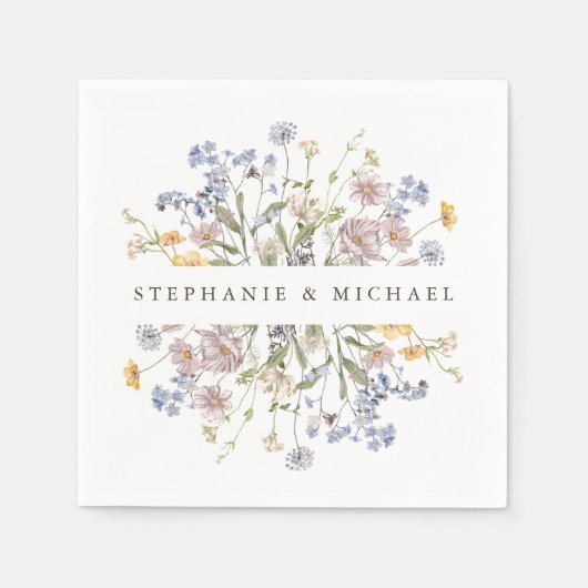 Kleurrijke lente Wildflower beemdweide Garden Wedd Servet (Voorkant)