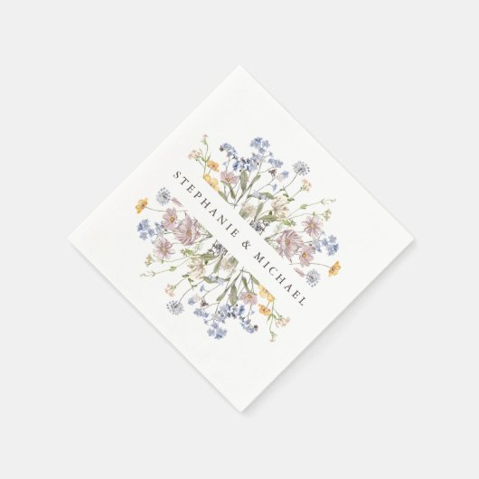 Kleurrijke lente Wildflower beemdweide Garden Wedd Servet (Hoek)