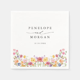 Kleurrijke lente Wildflower beemdweide Garden Wedd Servet