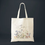 Kleurrijke lente Wildflower beemdweide Garden Wedd Tote Bag<br><div class="desc">Leg het mooie van natuur vast op uw speciale dag met onze prachtige wildflower waterverf bruid canvas tas. Elegant, uniek en bloeiend met liefde. Gebruik de tekstvelden om uw ontwerp te personaliseren met uw eigen formulering en details. Als u de lettertypestijl, kleur of tekstplaatsing wilt wijzigen, klikt u op de...</div>