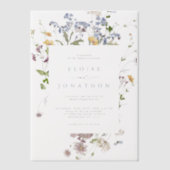 Kleurrijke lente Wildflower beemdweide Garden Wedd Vellum Uitnodigingen (Voorkant)