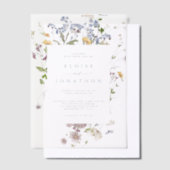 Kleurrijke lente Wildflower beemdweide Garden Wedd Vellum Uitnodigingen (Offset)