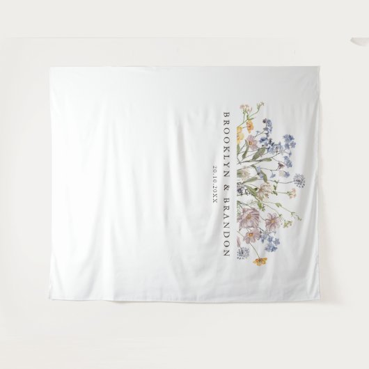 Kleurrijke lente Wildflower beemdweide Garden Wedd Wandkleed (Voorkant (horizontaal))