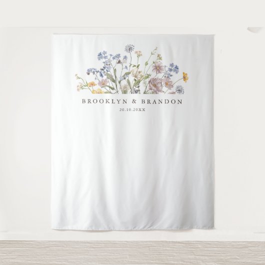 Kleurrijke lente Wildflower beemdweide Garden Wedd Wandkleed (Voorkant)