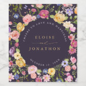 Kleurrijke lente Wildflower beemdweide Garden Wedd Wijn Etiket (Enkel label)