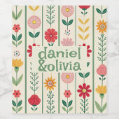 Kleurrijke lente Wildflower beemdweide Garden Wedd Wijn Etiket (Enkel label)