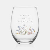 Kleurrijke lente Wildflower beemdweide Garden Wedd Wijnglas Zonder Voet (Voorkant)