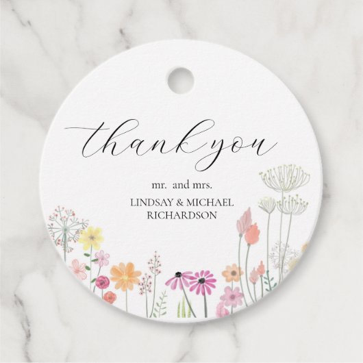 Kleurrijke lente Wildflower bruiloft Bedankjes Labels (Voorkant)