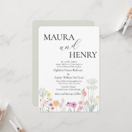 Kleurrijke lente Wildflower bruiloft Kaart