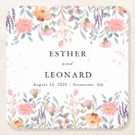 Kleurrijke lente Wildflower bruiloft Kartonnen Onderzetters