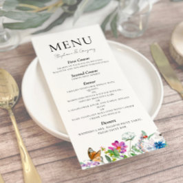 Kleurrijke lente Wildflower bruiloft Menu