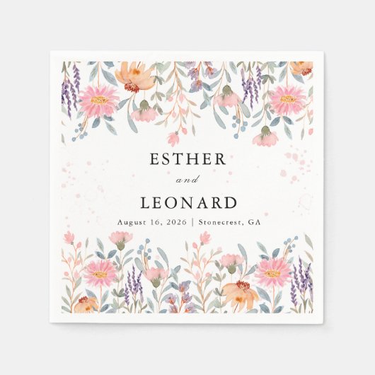 Kleurrijke lente Wildflower bruiloft Servet (Voorkant)