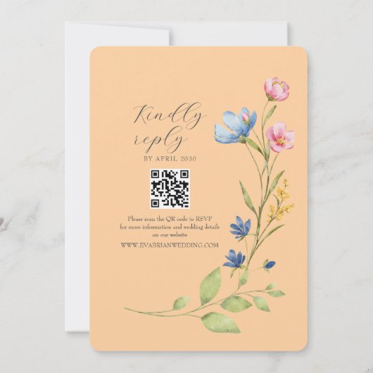 Kleurrijke lente Wildflower bruiloft uitnodiging (Achterkant)