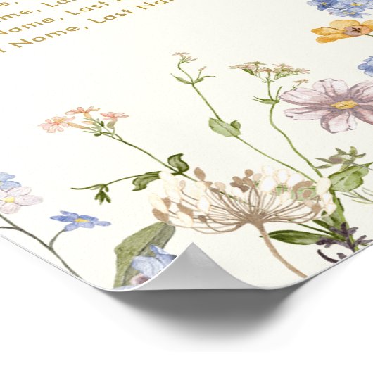 Kleurrijke lente Wildflower bruiloft zitgrafiek Poster (Hoek)