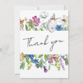Kleurrijke Lente Wildflower Foto Bruiloft Bedankkaart (Voorkant)