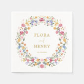 Kleurrijke lente Wildflower Garden Wreath Wedding Servet (Voorkant)