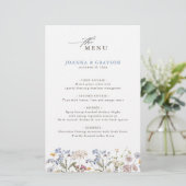 Kleurrijke lente Wildflower Meadow Bruiloft Menu (Staand voorkant)