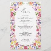 Kleurrijke lente Wildflower Meadow Bruiloft Menu (Voorkant)