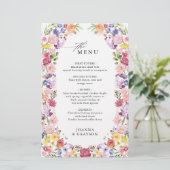 Kleurrijke lente Wildflower Meadow Bruiloft Menu (Staand voorkant)