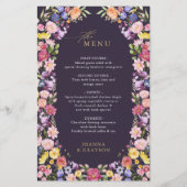 Kleurrijke lente Wildflower Meadow Bruiloft Menu (Voorkant)