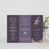 Kleurrijke lente Wildflower Meadow Bruiloft Progra (Staand voorkant)