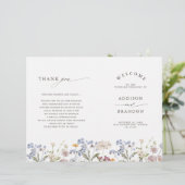 Kleurrijke lente Wildflower Meadow Bruiloft Progra (Staand voorkant)