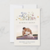 Kleurrijke Lente Wildflower Meadow Bruiloft QR Cod RSVP Kaartje (Voorkant)