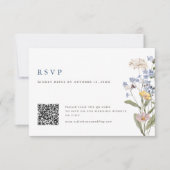 Kleurrijke Lente Wildflower Meadow Bruiloft QR Cod RSVP Kaartje (Voorkant)