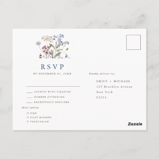 Kleurrijke Lente Wildflower Meadow Bruiloft RSVP Briefkaart (Achterkant)