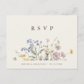 Kleurrijke Lente Wildflower Meadow Bruiloft RSVP Briefkaart (Voorkant)