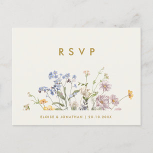 Kleurrijke Lente Wildflower Meadow Bruiloft RSVP Briefkaart