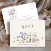 Kleurrijke Lente Wildflower Meadow Bruiloft RSVP Briefkaart