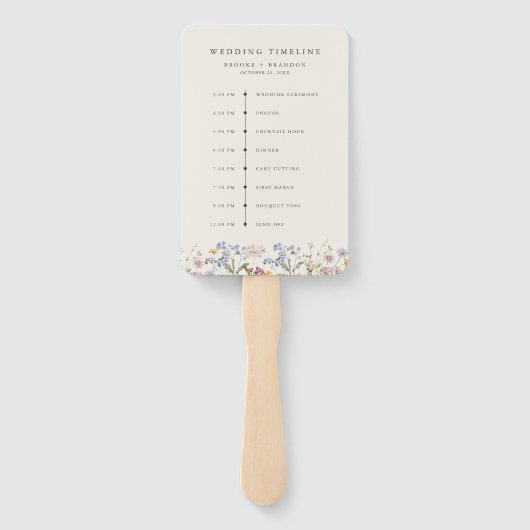 Kleurrijke lente Wildflower Meadow bruiloft tijdli Handwaaier (Achterkant)