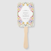 Kleurrijke lente Wildflower Meadow bruiloft tijdli Handwaaier (Voorkant)