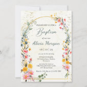 Kleurrijke lente Wildflower Meadow Doop Kaart (Voorkant)