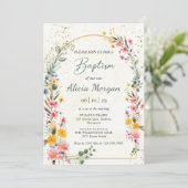 Kleurrijke lente Wildflower Meadow Doop Kaart (Staand voorkant)