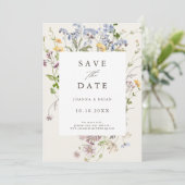 Kleurrijke lente Wildflower Meadow Garden Save The Date (Staand voorkant)