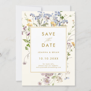 Kleurrijke lente Wildflower Meadow Garden Save The Date