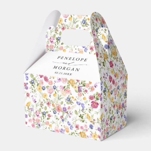 Kleurrijke lente Wildflower Meadow Garden Wedding Bedankdoosjes (Achterkant)