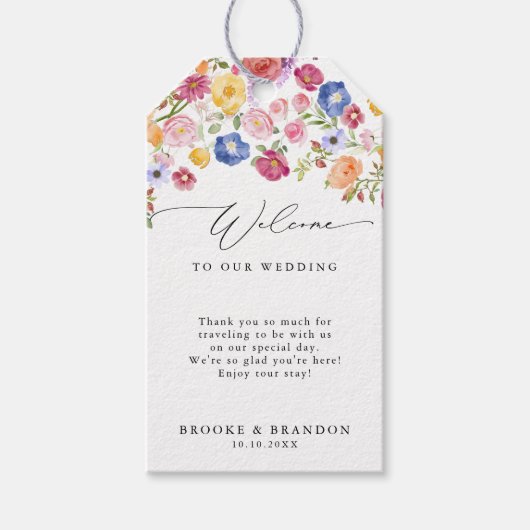 Kleurrijke lente Wildflower Meadow Garden Wedding  Cadeaulabel (Voorkant)
