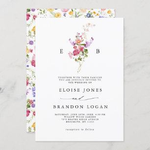 Kleurrijke lente Wildflower Meadow Garden Wedding Kaart